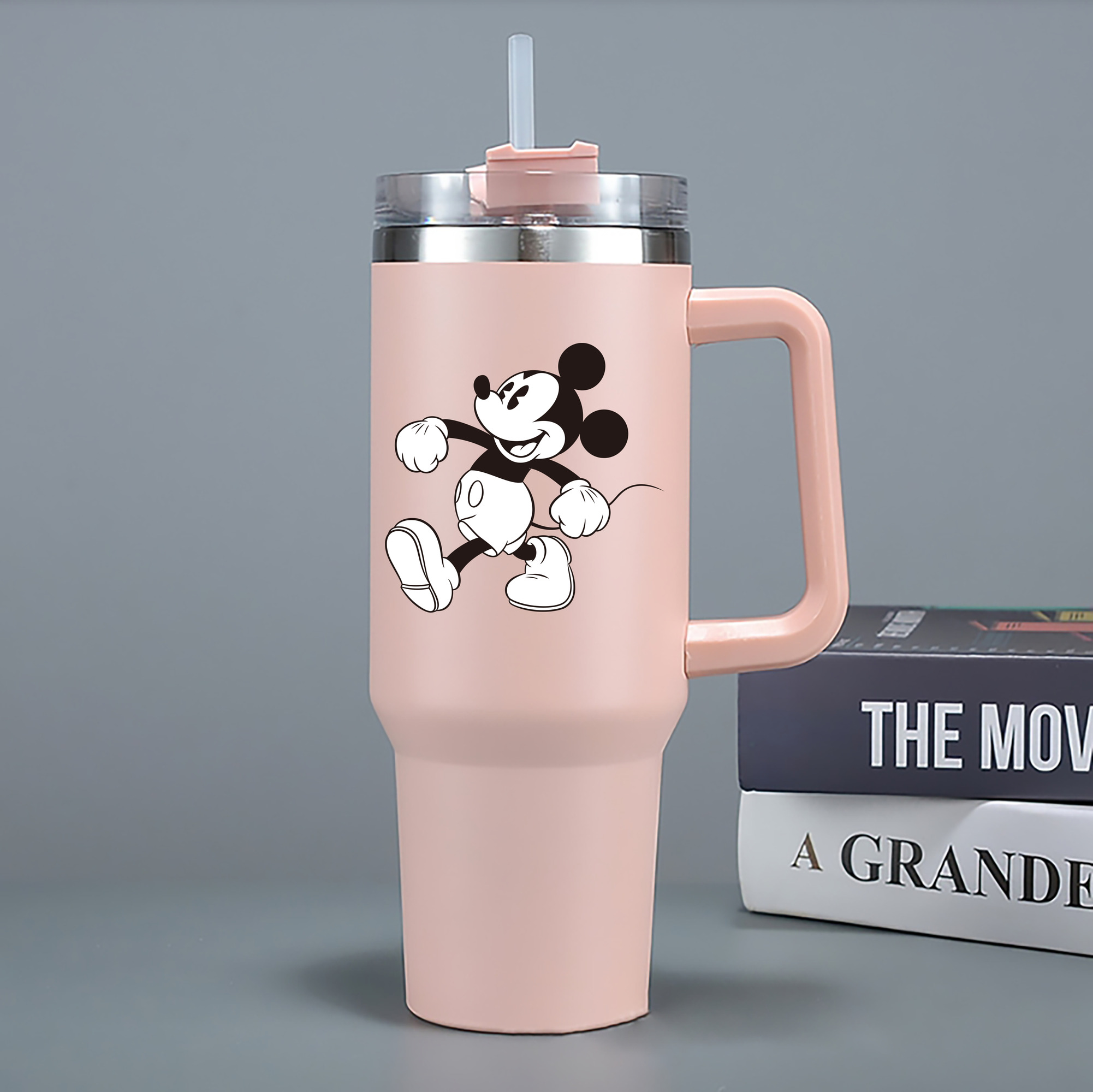 （画像用） ミッキーマウス Mickey Mouse 1200mL車用タンブラー - クリスタルステッカー（プラスチックストロー付き）